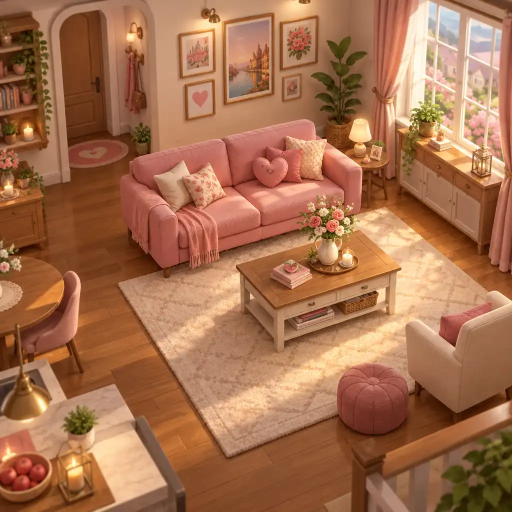 Intérieur d'une maison virtuelle décorée avec goût